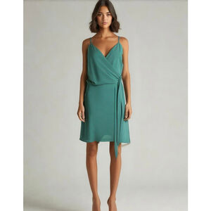 Wayf Women's Wrap Dress Size Small Green‎ Pink Dots Coquette Balletcore Girlhood